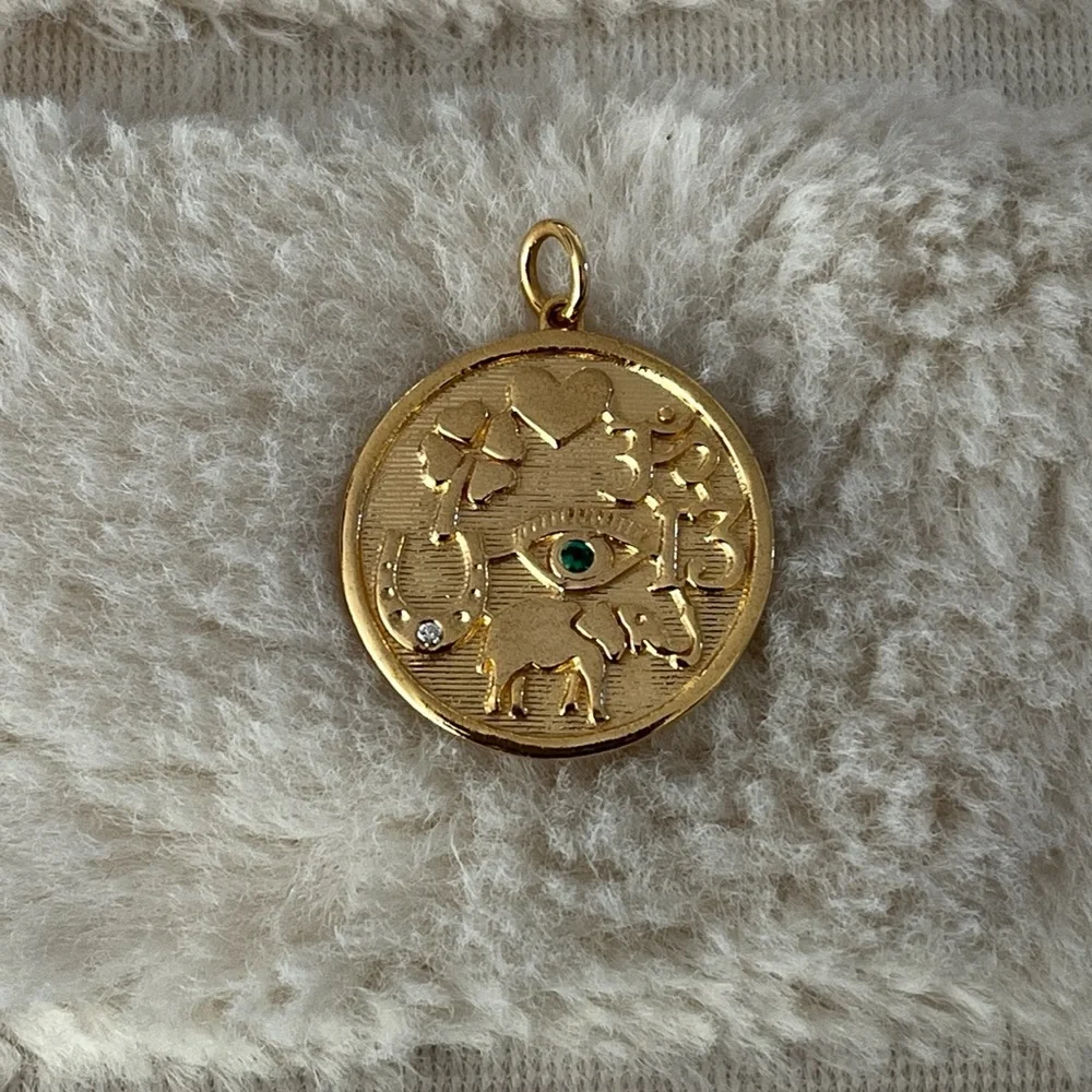 Lucky charm 14k - emerald evil eye 🧿 - Picture 2 of 4